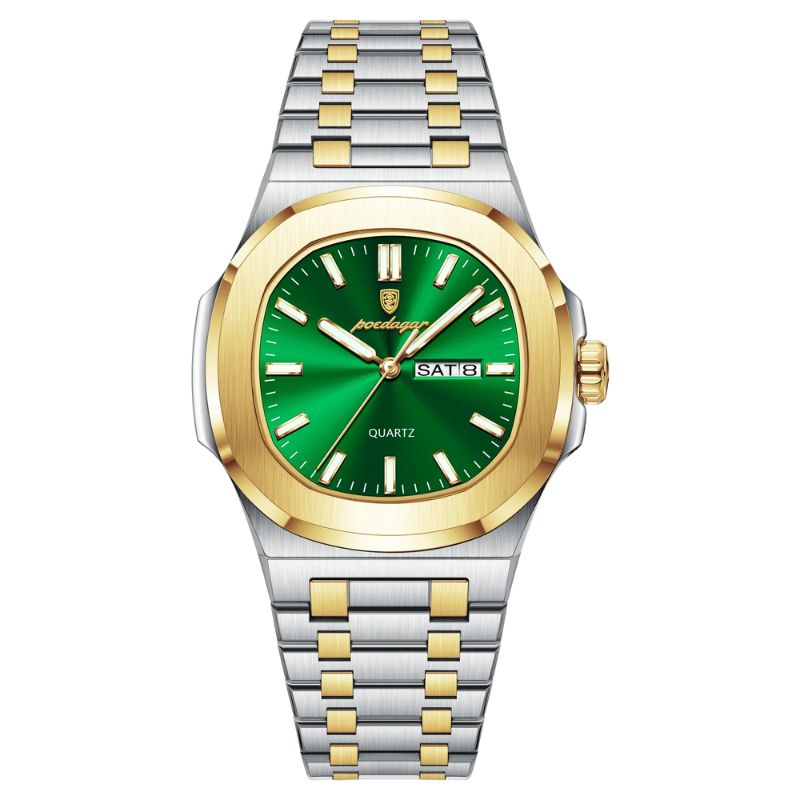 Relógio Masculino POEDAGAR Signature em Aço Inoxidável, Quartzo, Impermeável e Display Luminoso