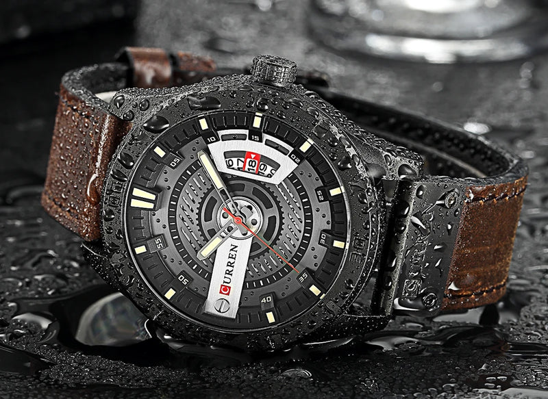 Relógio masculino militar Paladium pulseira de couro