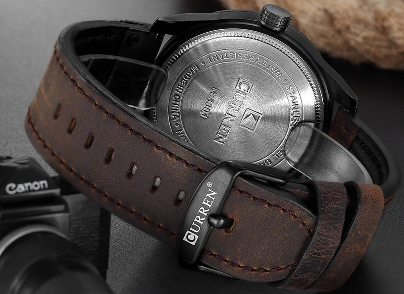 Relógio masculino militar Paladium pulseira de couro