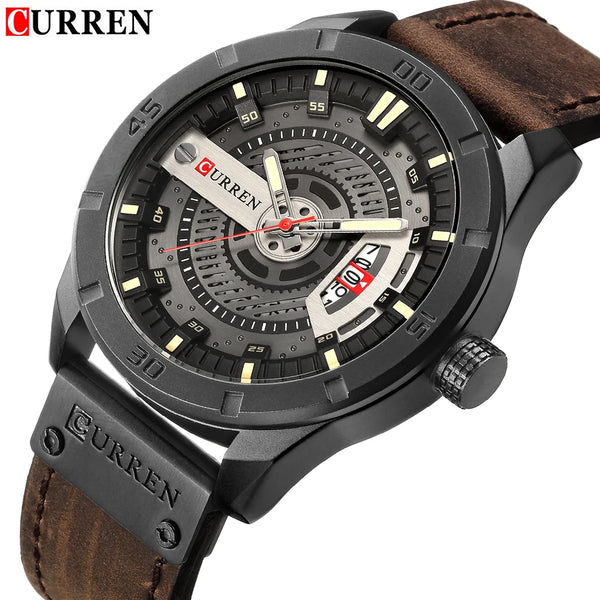 Relógio masculino militar Paladium pulseira de couro
