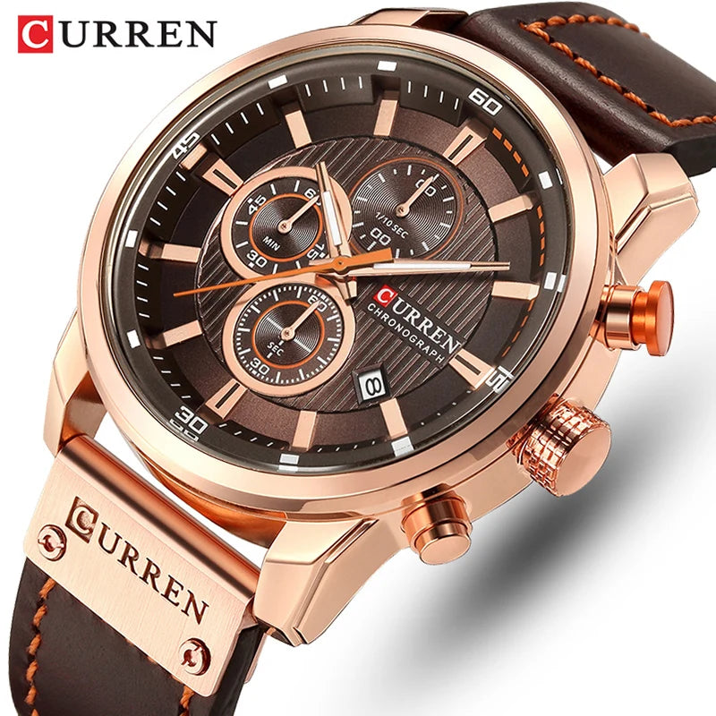 Relógio masculino Curren Summit casual e à prova d'água com design robusto e sofisticado.