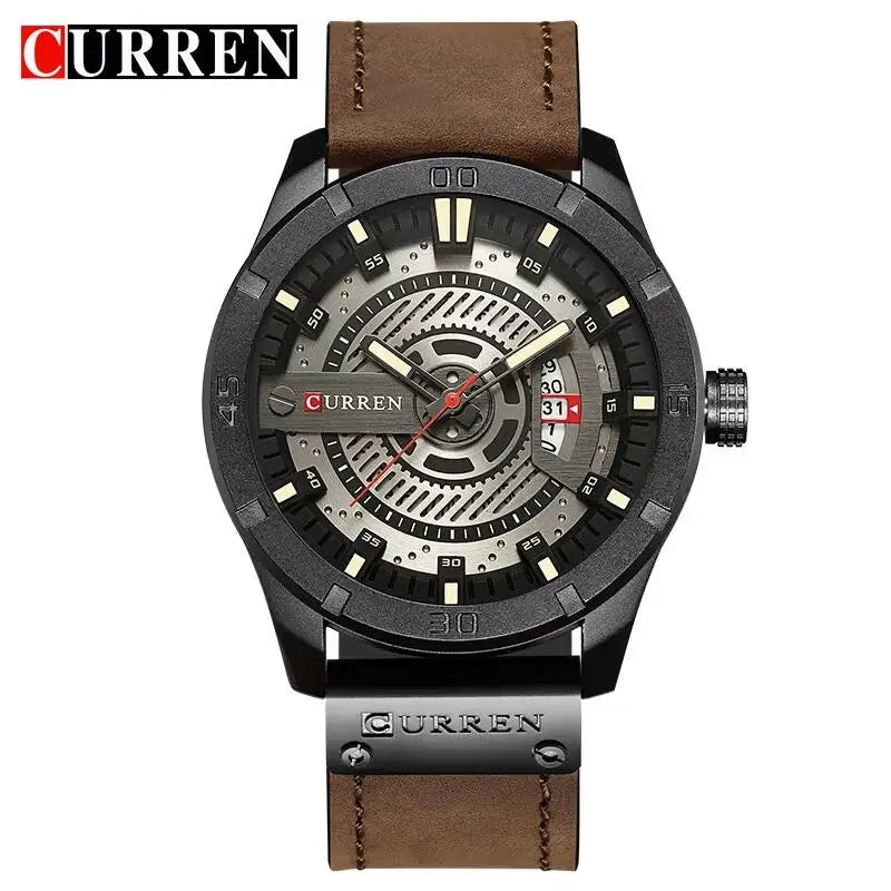 Relógio masculino militar Paladium pulseira de couro