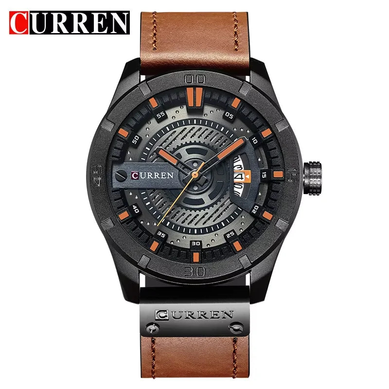 Relógio masculino militar Paladium pulseira de couro