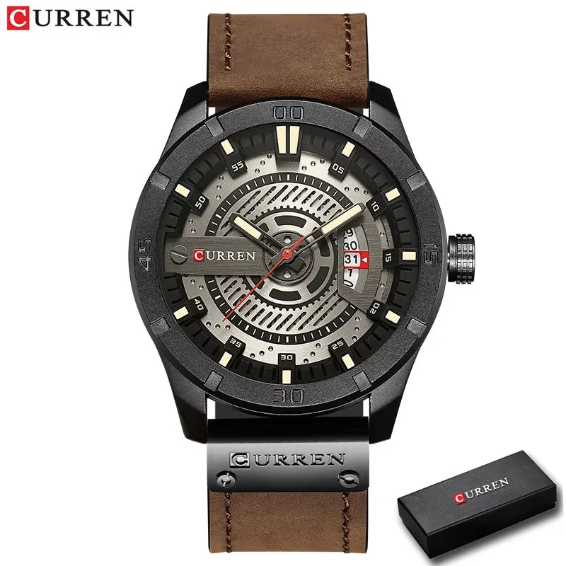 Relógio masculino militar Paladium pulseira de couro