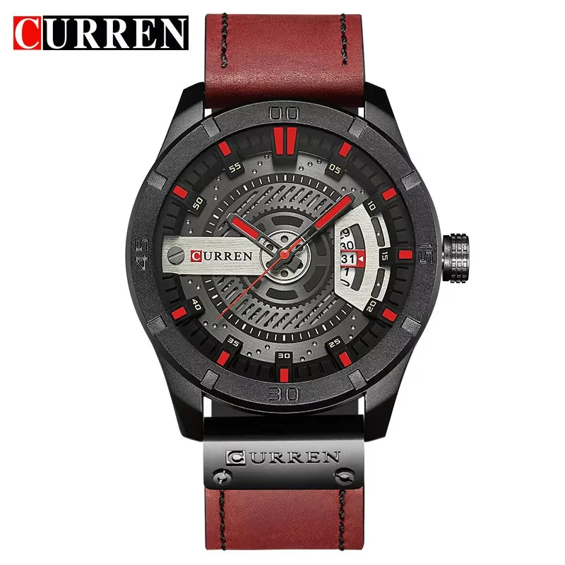 Relógio masculino militar Paladium pulseira de couro
