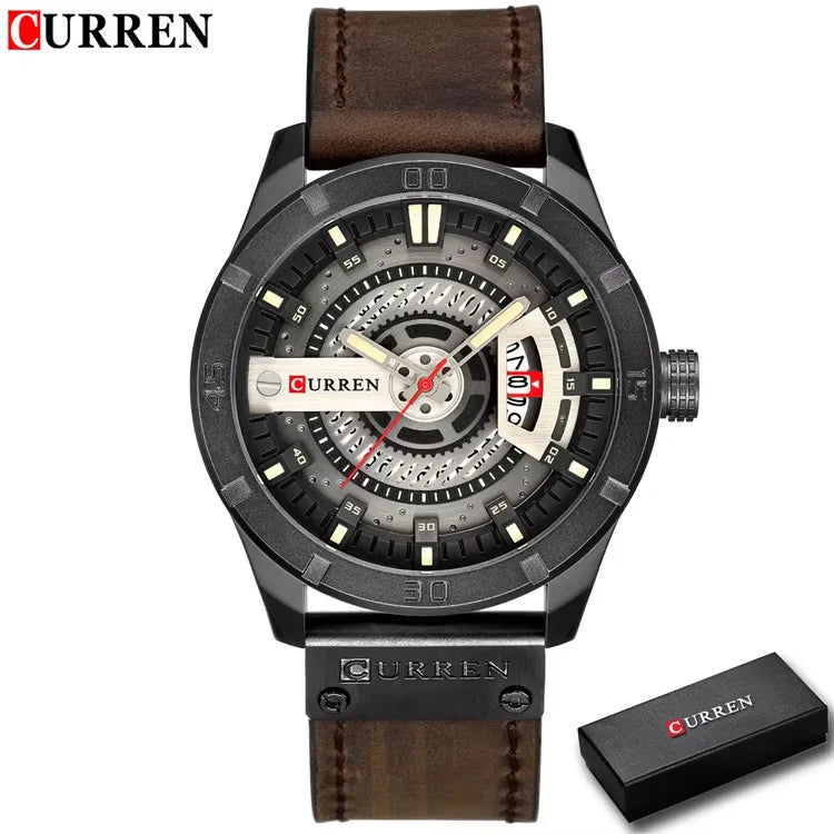 Relógio masculino militar Paladium pulseira de couro