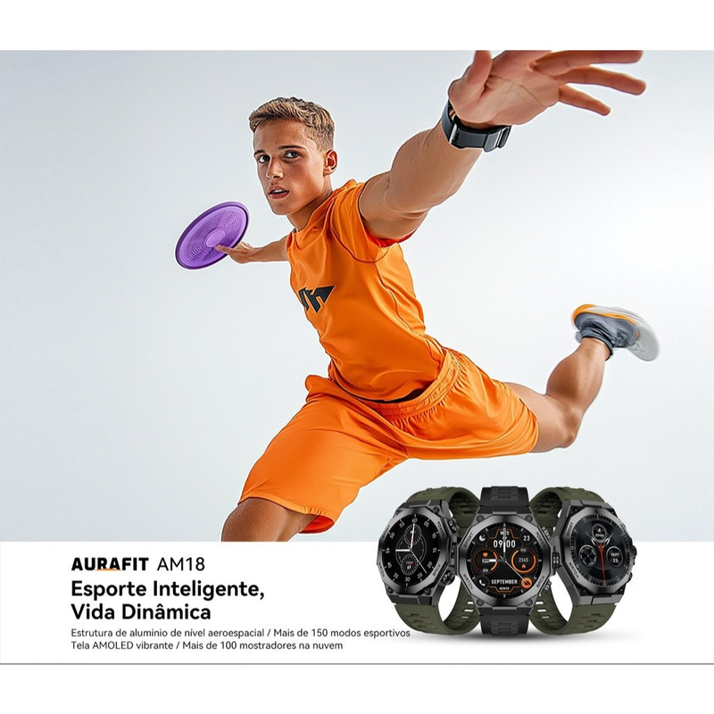SMARTWATCH AURAFIT AM18 APROVA DE AGUA IP68 ORIGNAL