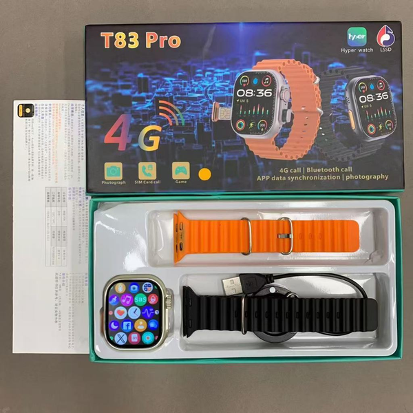 【Free Shipping】Smartwatch Smart Watch T83 Pro Com Slot Para Cartão SIM , 4G , BTCall , BTMusicl , Carregamento Sem Fio
