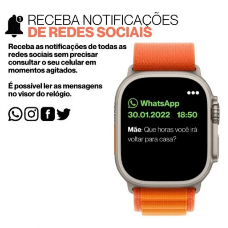 Smartwatch Relógio Inteligente Ultra 9 2025New Série De 9 Dígitos 2.2 Polegadas HD 49mm BT Chamada De Voz